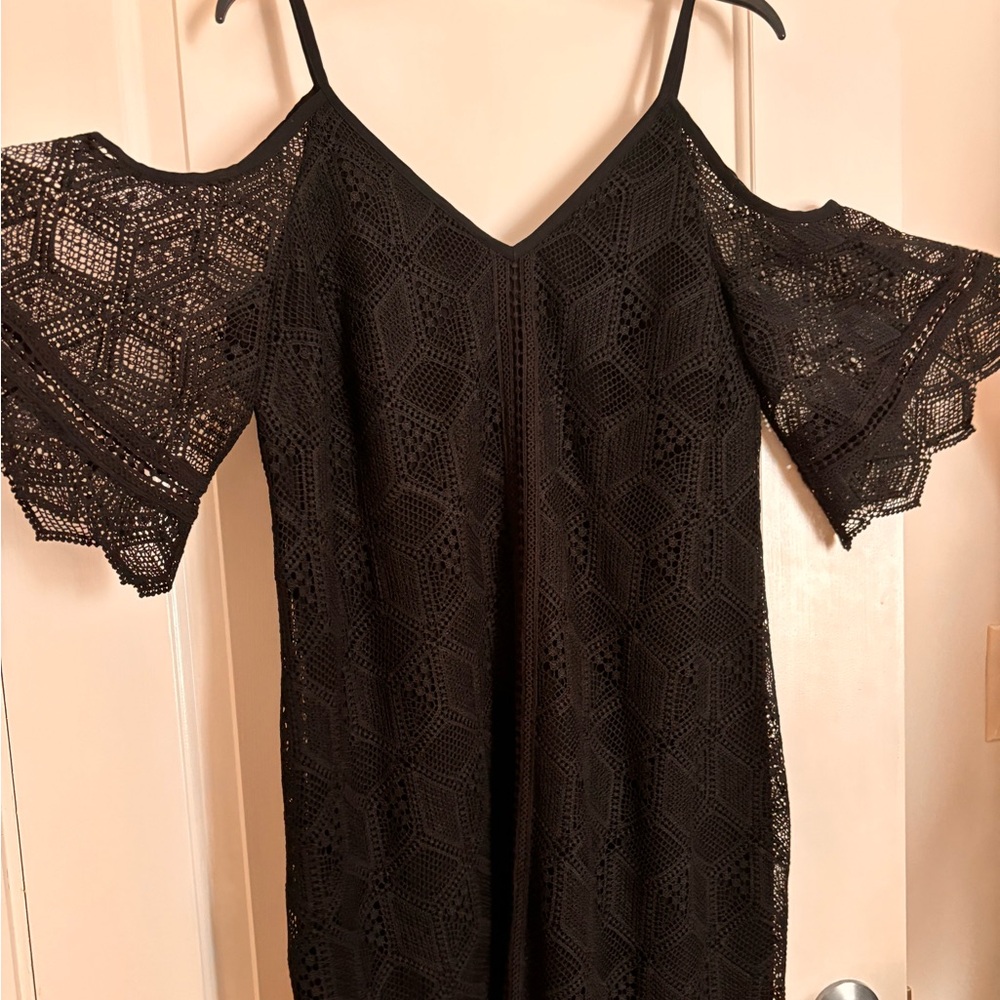 LAUNDRY by Shelli Segal. Black lace off the shoulder dress. Size 12. $70 obo